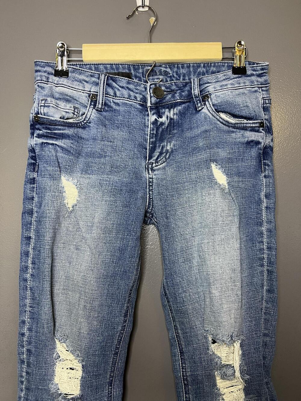 KUT From The Kloth Boyfriend Jeans Womens 4 Med Wash Blue Distressed Denim
